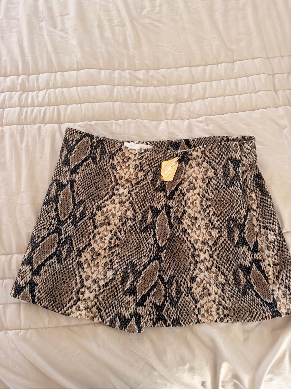 Zara Snake-Print Mini Skort in Brown and Black